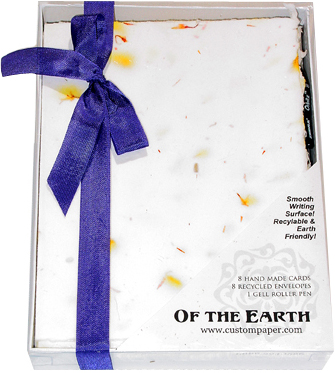 Safflower petals embedded in handmade paper note cards