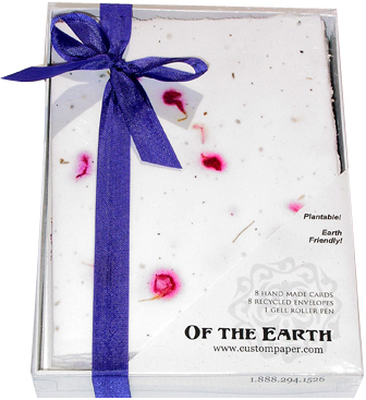 Stock Petals and Seeds imbedded in handmade paper note cards