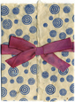 Blue Bullseye Wrap inviation with Ribbon