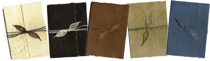 handmade lotka paper wraps with eco-twist recycled ribbon
