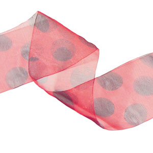 Red Organdy Ribbon with Black Dots