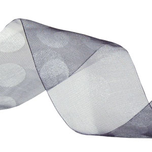 Black Organdy Ribbon with Silver Dots