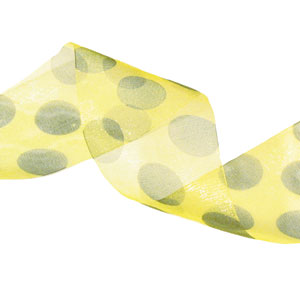 Lemon Organdy Ribbon with Black Dots
