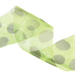 Chartreuse Organdy Ribbon with Black Dots
