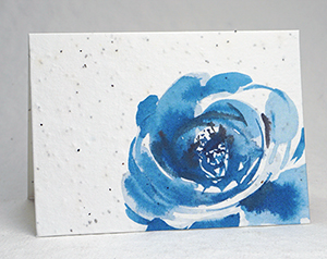 Blue Peony Watercolor Card