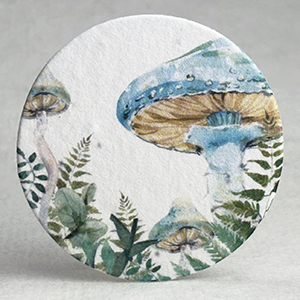 blue shroom fern seed paper printed circle