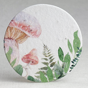 pink shroom fern seed paper printed circle