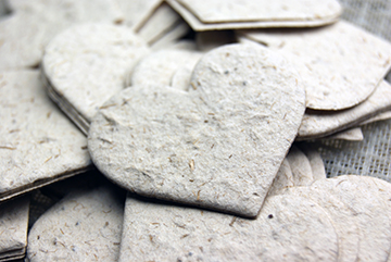 white seed paper hearts